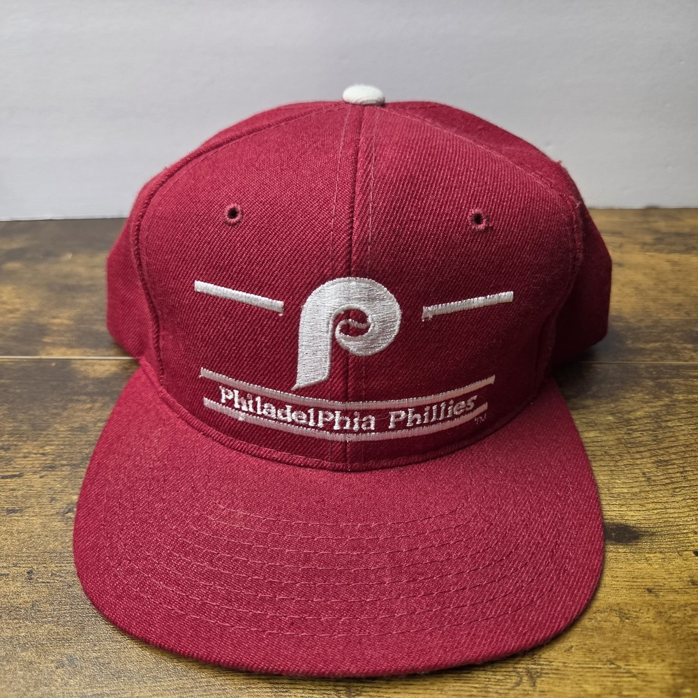 Vintage 80s 90s Philadelphia Phillies The Game Split Bar Snapback Cap Hat Men's